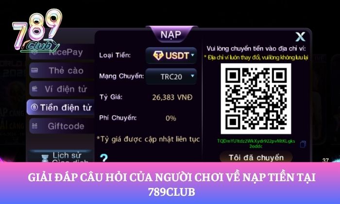 Giải đáp câu hỏi của người chơi về nạp tiền tại 789Club