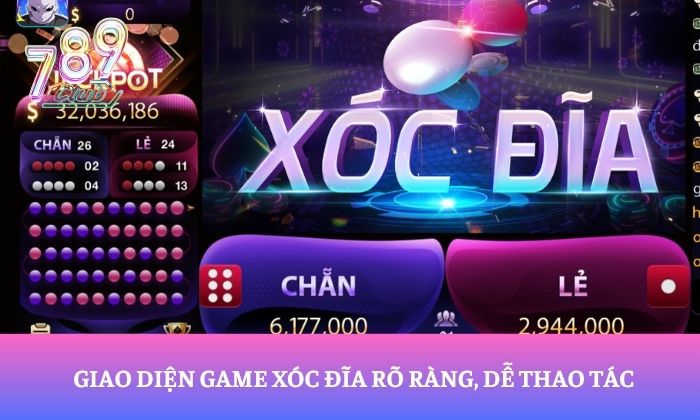 Giao diện game xóc đĩa rõ ràng, dễ thao tác